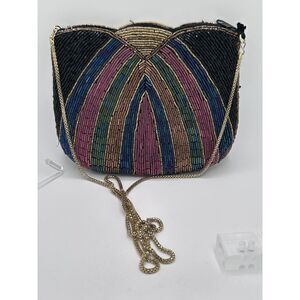 VIntage 1980s La Regale Beaded Art Deco Flapper Geometric Purse